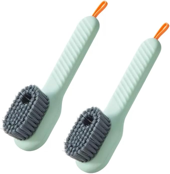 miękka szczotka do czyszczenia z dozownikiem mydła, wielofunkcyjna szczotka do czyszczenia 2 w 1, do prania ubrań i butów, biała/zielona