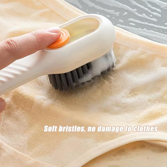 miękka szczotka do czyszczenia z dozownikiem mydła, wielofunkcyjna szczotka do czyszczenia 2 w 1, do prania ubrań i butów, biała/zielona