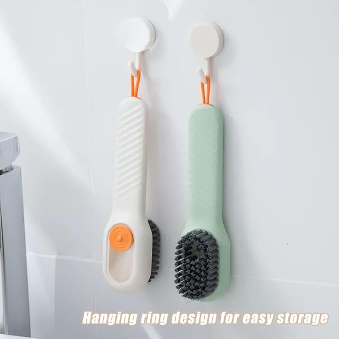 miękka szczotka do czyszczenia z dozownikiem mydła, wielofunkcyjna szczotka do czyszczenia 2 w 1, do prania ubrań i butów, biała/zielona