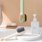 miękka szczotka do czyszczenia z dozownikiem mydła, wielofunkcyjna szczotka do czyszczenia 2 w 1, do prania ubrań i butów, biała/zielona